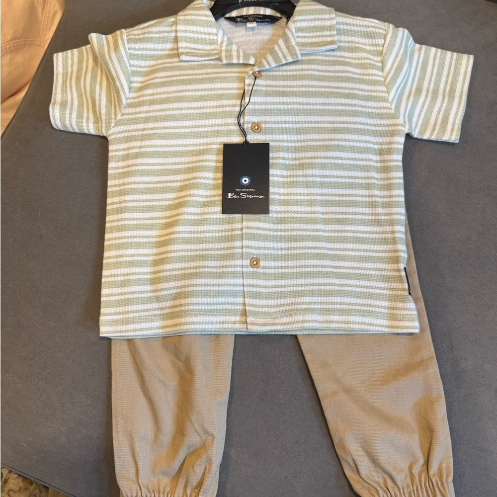 Striped Shirt and Khaki Pants Set